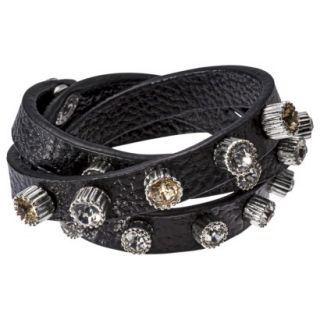 Capsule by C ra Multi Wrap Bracelet with Rhinestone Studs   Black