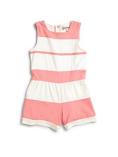Juicy Couture Infants Striped French Terry Romper   Pink White Stripe