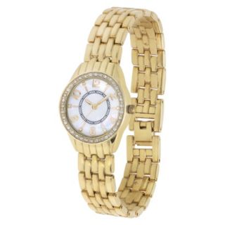 Merona Bracelet Watch with Round Case and Stones   Gold