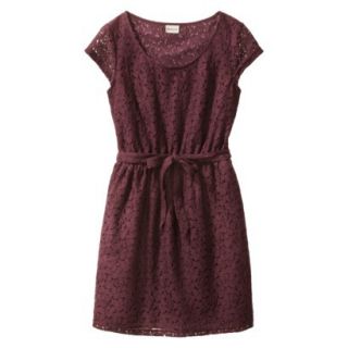 Merona Petites Short Sleeve Lace Overlay Dress   Berry XLP