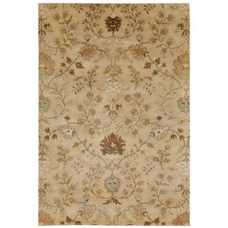 Hand tufted Beige/ Brown Floral Wool Area Rug (96 X 136)