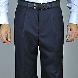 Mens Navy Blue Single Pleat Pants