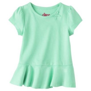 Circo Infant Toddler Girls Short Sleeve Peplum T Shirt   Green 12 M