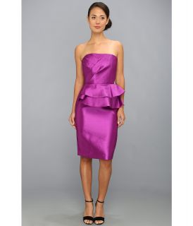 Badgley Mischka Strapless Ruffle Cocktail Dress Womens Dress (Purple)