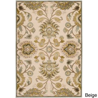 Hand woven Traditional Beige/brown Floral Durban Rug (76 X 106)