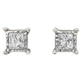 1/4 CT. T.W. Princess cut Diamond Stud Illusion Set Earrings in 10K White Gold