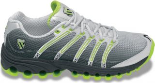 Mens K Swiss Tubes Run 100   Black Fade/Bright Green Running Shoes