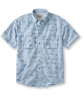 Mens Tropicwear Shirt, Short Sleeve Fly Print Tall
