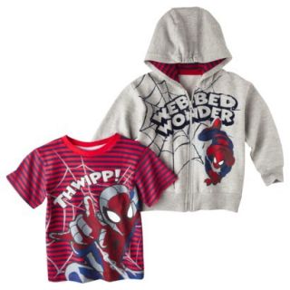 Spider Man Infant Toddler Boys Tee Shirt and Hoodie Set   Gray 12 M