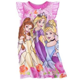 Disney Princess Toddler Girls Short Sleeve Nightgown   Pink 4T