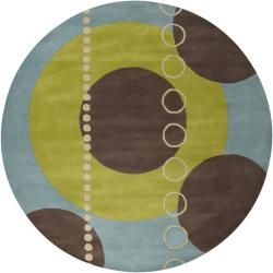 Hand tufted Contemporary Multi Colored Geometric Circles Mayflower Wool Abstract Rug (8 Round)