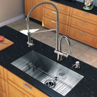 Vigo Industries VG15244 Kitchen Sink Set, All In One 30 Undermount Sink amp; Faucet Stainless Steel/Chrome