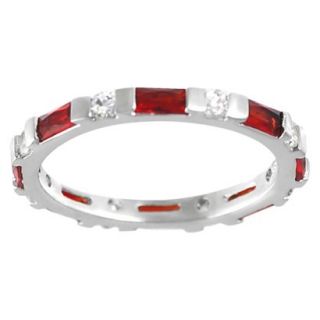 Tressa Collection Sterling Silver Cubic Zirconia Round Ring   Red 6