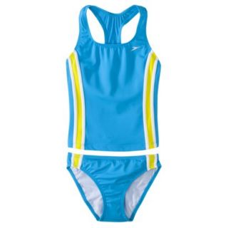 Speedo Girls 2 Piece Racer Back Tankini Swimsuit Set   Blue 8
