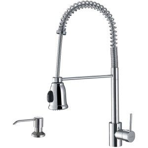 Ruvati RVF1215K1CH Cascada Commercial Style Pullout Spray Kitchen Faucet with So