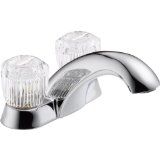 Delta 2502LF Bathroom Faucet, Classic TwoHandle w/ClearKnobs LeadFree Chrome