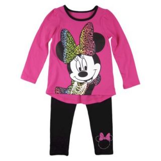 Disney Infant Toddler Girls Minnie Mouse Top and Bottom Set   Fuchsia 3T