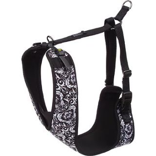Adjustable Mesh Harness for Dogs in Black & White Damask Print, Large