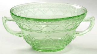 Federal Glass  Patrician Green Cream Soup Bowl   Green,Depression Glass