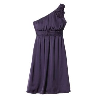 TEVOLIO Womens Satin One Shoulder Rosette Dress   Shiny Purple   10
