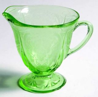 Hazel Atlas Royal Lace Green  Footed Creamer   Green, Depression Glass