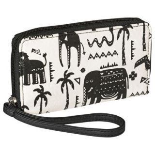 Xhilaration Print Cell Phone Wallet Case with Wristlet Strap   Black/Ivory