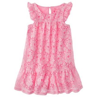 Cherokee Infant Toddler Girls Cap Sleeve Lace Shift Dress   Daring Pink 3T
