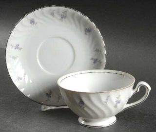 Mikasa Spring Violet Footed Cup & Saucer Set, Fine China Dinnerware   9328,Swirl