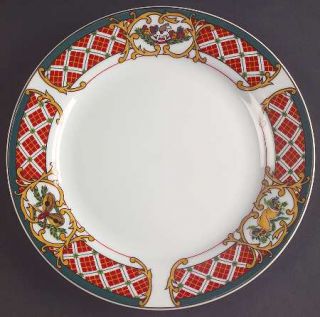Gibson Designs Windsor Salad Plate, Fine China Dinnerware   Checked Border,Holly