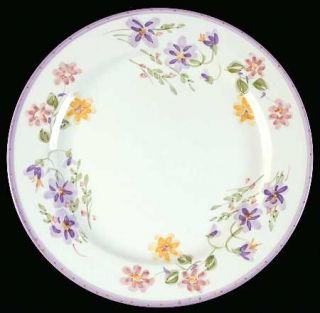 Gibson Designs Isabella Dinner Plate, Fine China Dinnerware   Lilac&Yellow Flowe