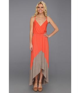 Michael Stars Alba Colorblock High Low Maxi Dress Womens Dress (Orange)
