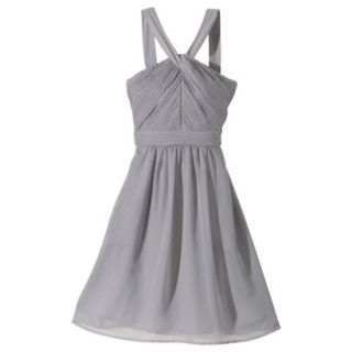 TEVOLIO Womens Halter Neck Chiffon Dress   Cement Gray   8