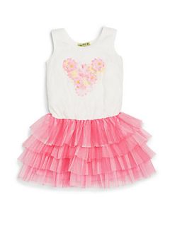Toddlers & Little Girls Floral Applique Tutu Dress   Pink