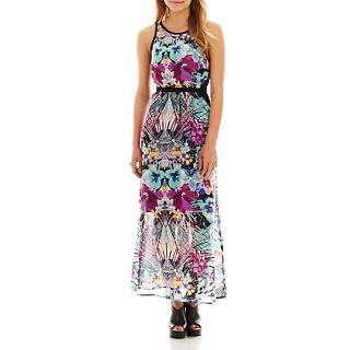 Sleeveless Floral Print Maxi Dress