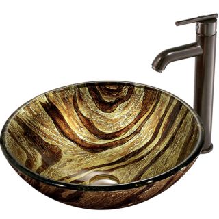 Vigo Industries VGT167 Bathroom Sink, Zebra Glass Vessel Sink amp; Faucet Set Oil Rubbed Bronze