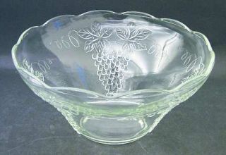 Anchor Hocking Vintage Clear Punch Bowl   Clear,Grape Clusters And Leaves