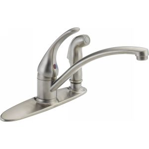 Delta Faucet B3310LF SS Foundations Single Handle Kitchen Faucet with Side Spray