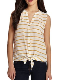Edalette Rope Print Silk Top   Gold