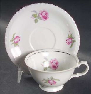 Toscport Vienna Rose Footed Cup & Saucer Set, Fine China Dinnerware   Roses & Bu