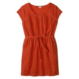 Merona Womens Plus Size Short Sleeve Lace Overlay Dress   Orange 2X