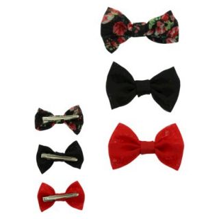 Womens Mini Bow Hair Clips with Floral Print   Multicolor