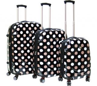 CalPak Montego Bay Three Piece Set   Black Polka Dot Hardside Luggage