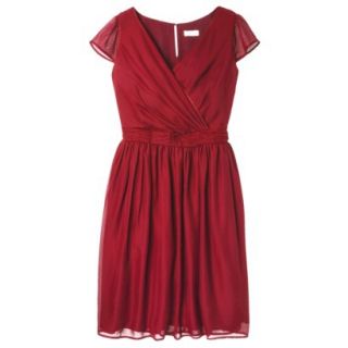 TEVOLIO Womens Chiffon Cap Sleeve V Neck Dress   Stoplight Red   6