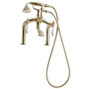 Giagni TDTF P MB Traditional Deck Mount Tub Faucet with Hand Shower & Porcelain