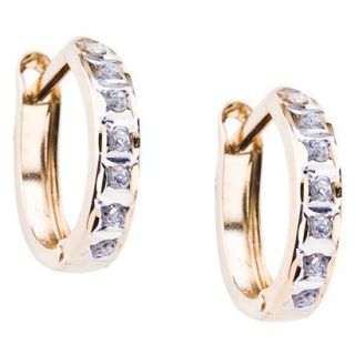 14Kt. Yellow Gold Diamond Accent Round Hinged Hoop Earrings   Yellow