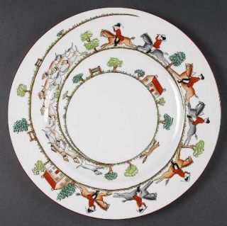 Crown Staffordshire Hunting Scene Dinner Plate, Fine China Dinnerware   Hunters/