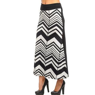 Stanzino Womens Black And White Chevron Maxi Skirt