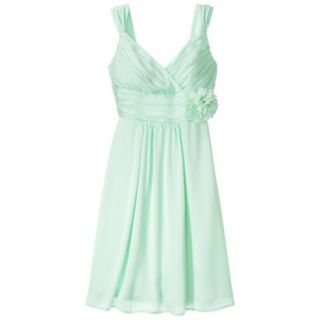 TEVOLIO Womens Plus Size Satin V Neck Dress with Removable Flower   Cool Mint  