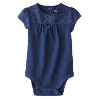 Cherokee Newborn Infant Girls Cap Sleeve Bodysuit   Navy 0 3 M