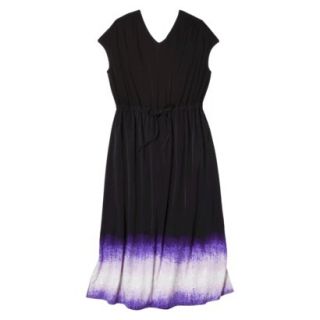Pure Energy Womens Plus Size Cap Sleeve V Neck Maxi Dress  Black/Purple 2X